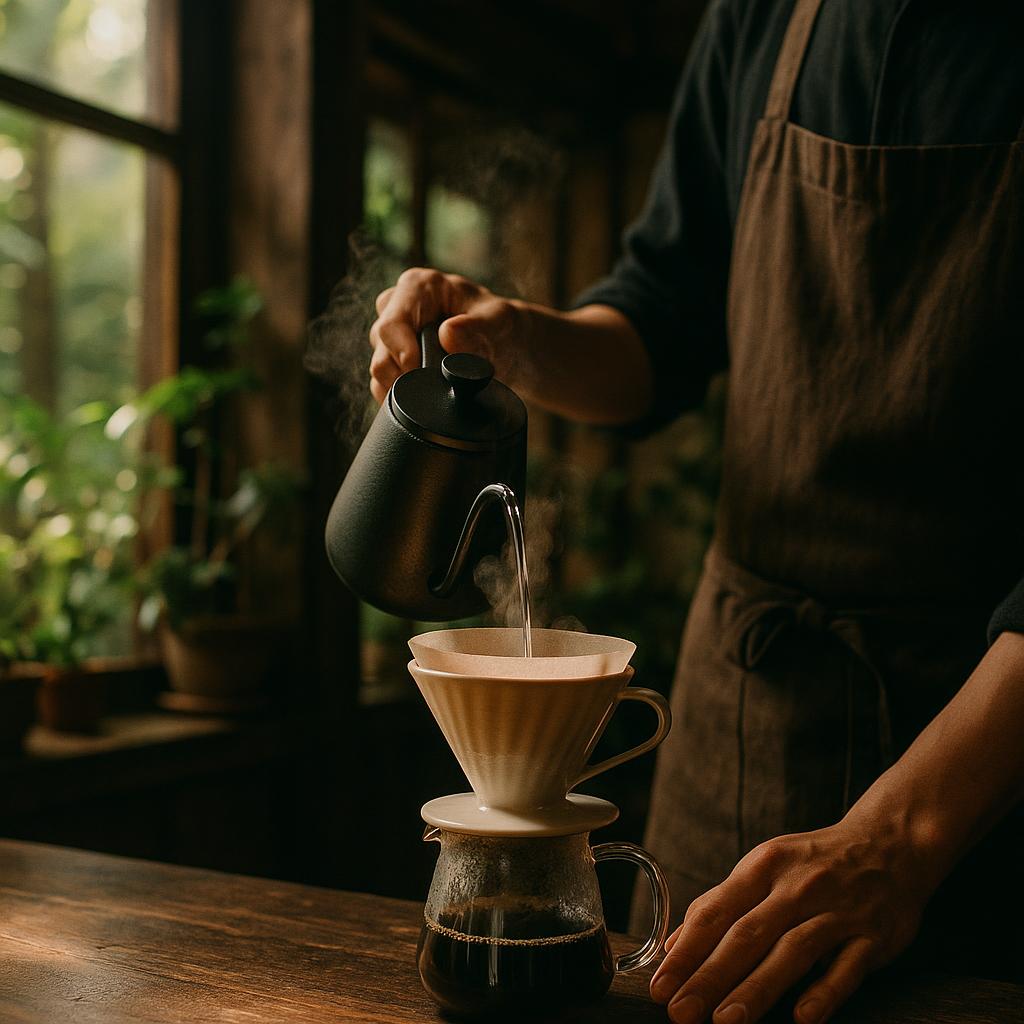 コーヒーを淹れる様子