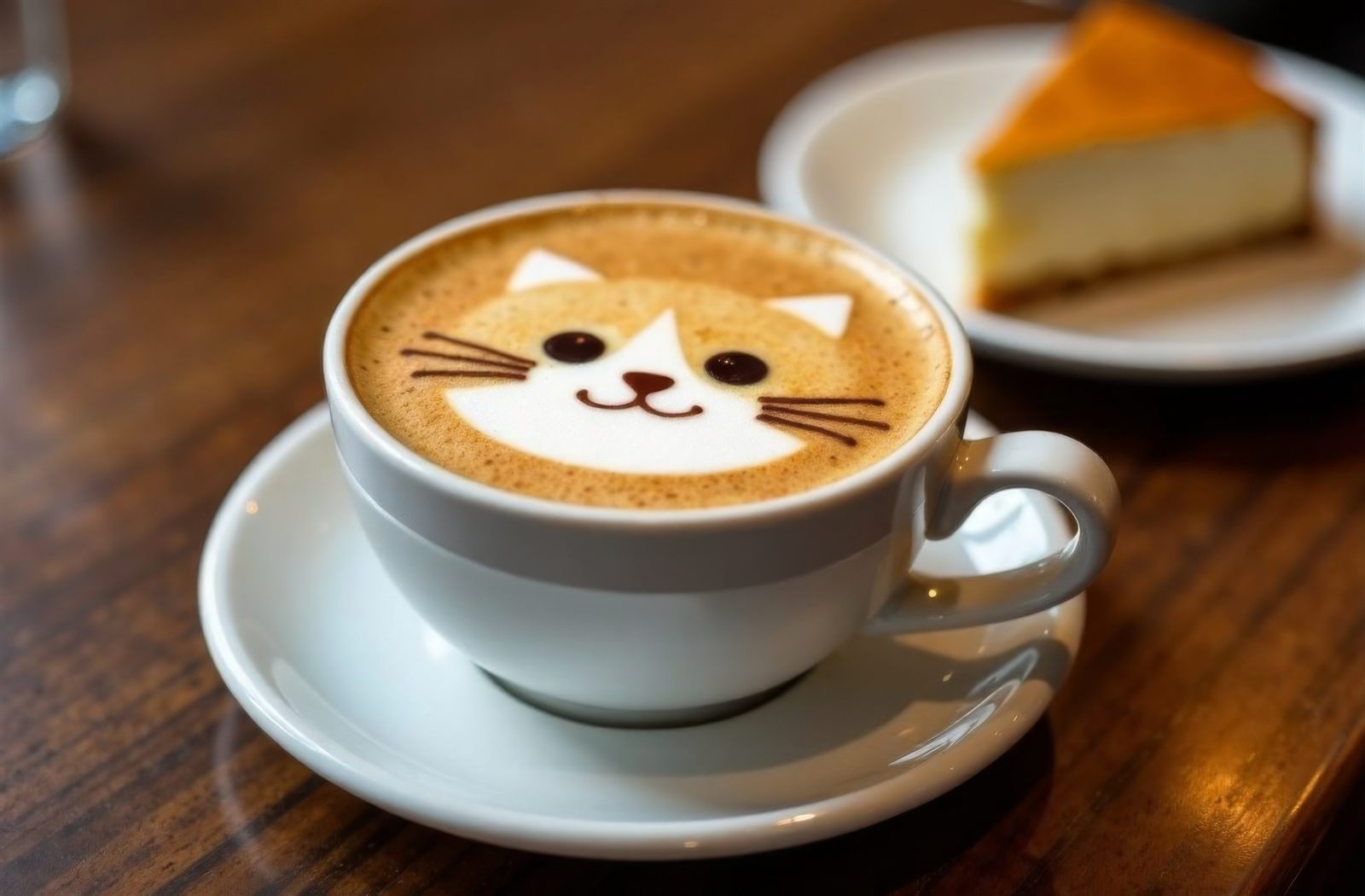 ラテアートとチーズケーキ